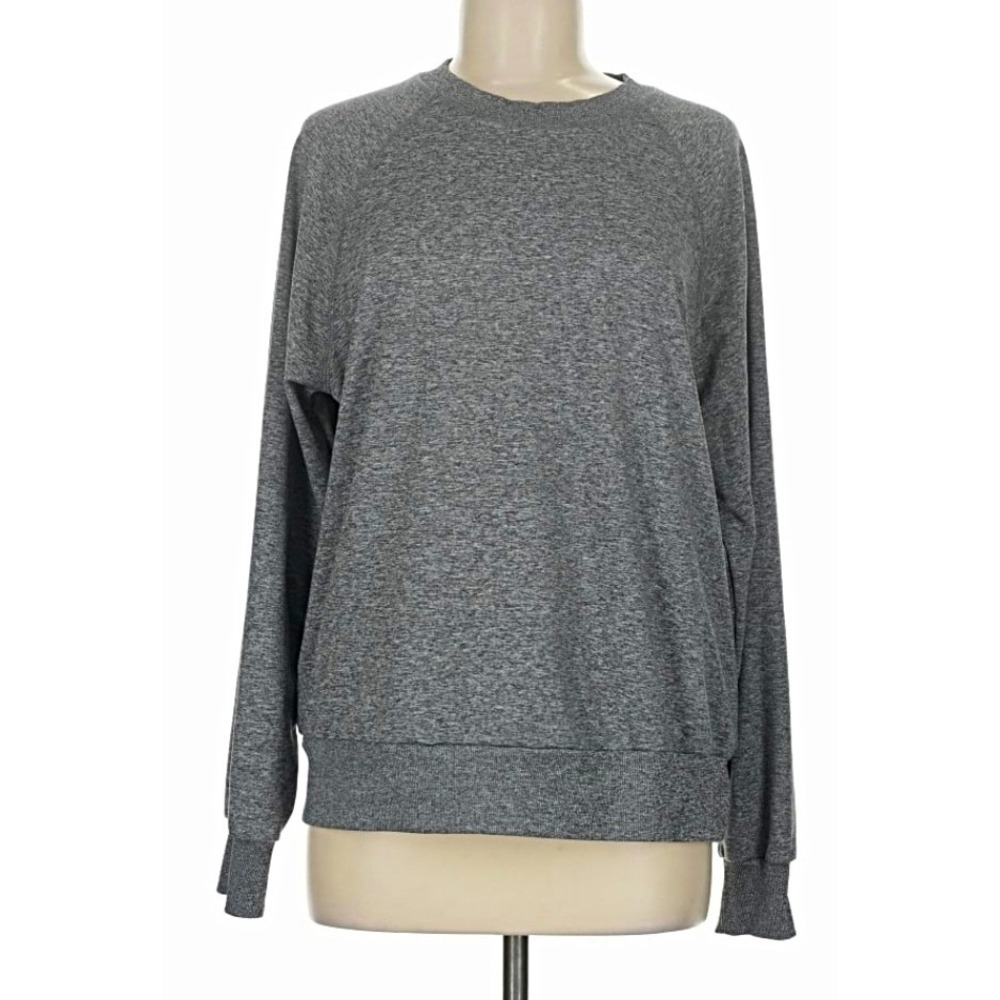 feat Womens Gray Solid Knit Crew Neck Long Sleeve Pullover Sweater Cotton M